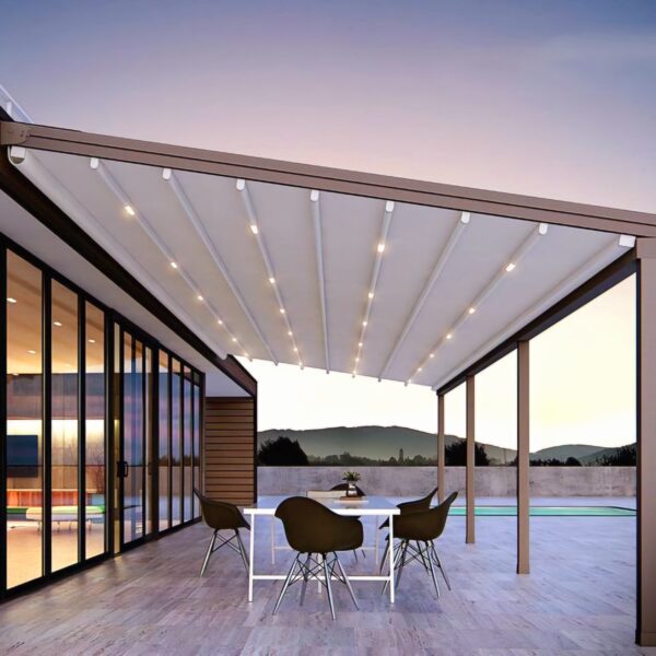 Smart Bioclimatic Retractable PVC fabric pergola (15)